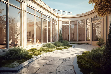 从维多利亚花园看到现代简约建筑设计图片