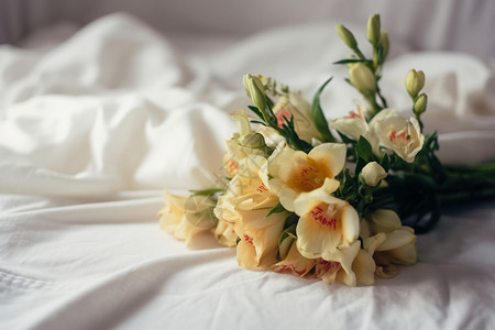 床上的鲜花背景图片