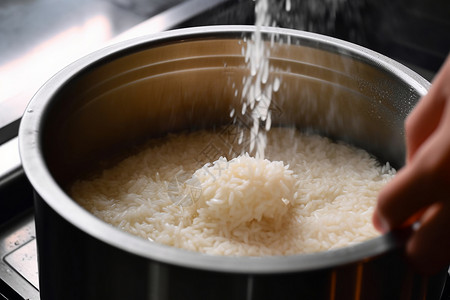 洗米过程清洗生米高清图片