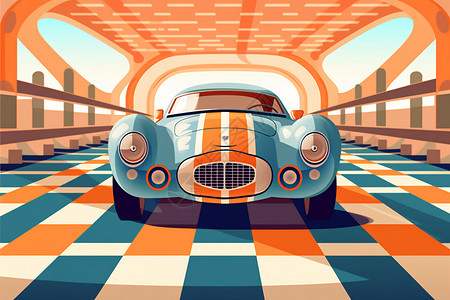 复古汽车展览插图设计图片