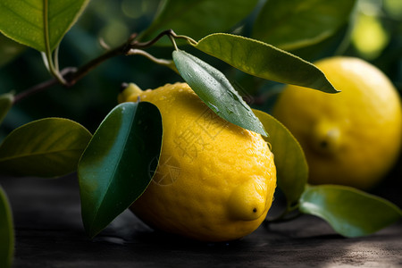 嫩黄色的新鲜柠檬高清图片
