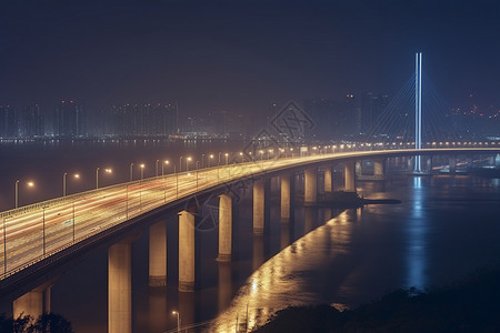 夜晚跨海大桥风景线图片