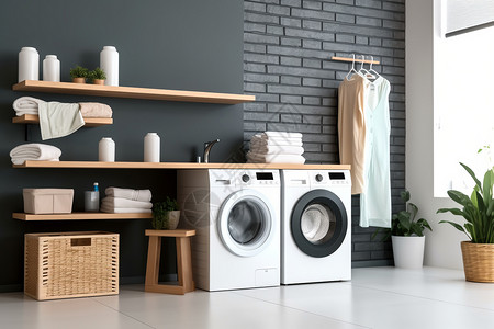 现代家庭洗衣设备图片