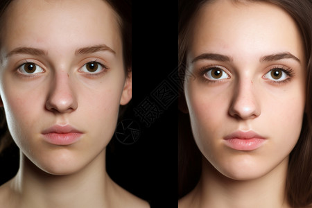 女性脸部的对比情况背景图片