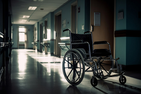医院走廊的轮椅背景图片