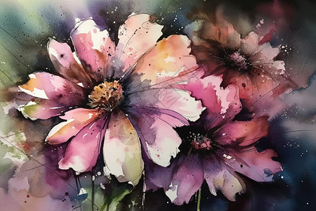 花朵水墨绘画背景图片