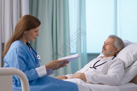 医生与年长的病人沟通图片