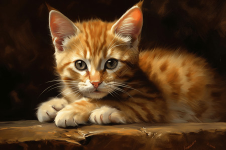 木头上的猫一只俏皮的小猫插画
