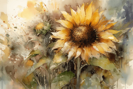 野花中间的向日葵背景图片