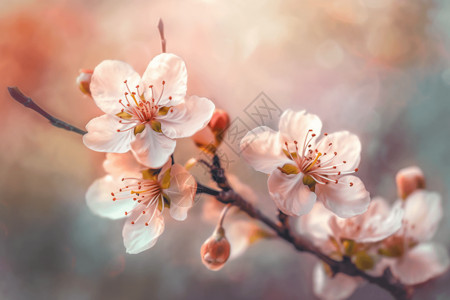 从樱花芽开花风格的樱花背景设计图片