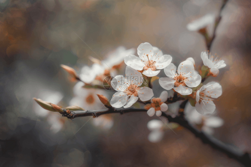 精致樱花树枝特写图片