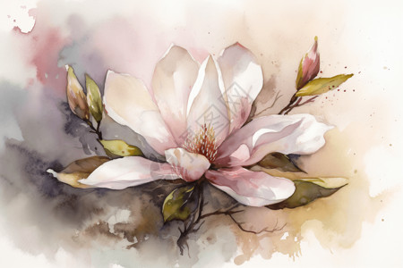 木兰花的水彩画背景图片