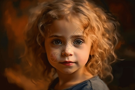 油画风格的精致孩子图片