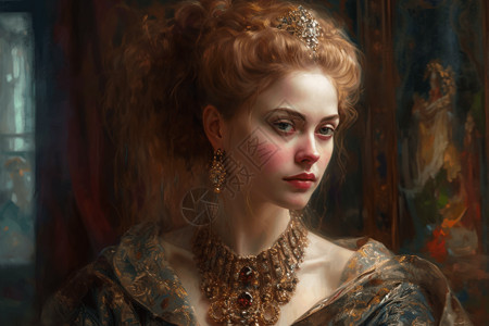 女王头像戴着珠宝的女王肖像插画