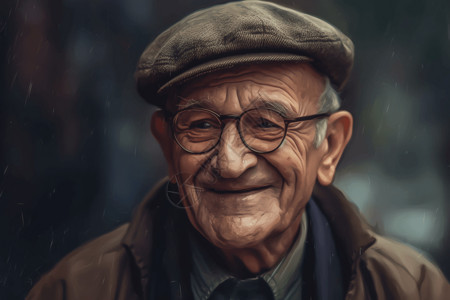 画老年人素材微笑的外国老人肖像设计图片