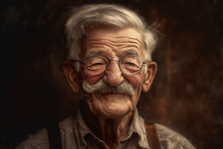 脸部皱纹亲切的的老人插画