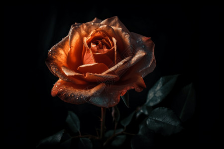 橙色玫瑰单支红色玫瑰特写设计图片