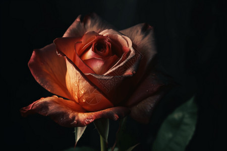 黑植物单支红色玫瑰设计图片