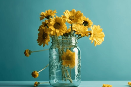 一束鲜花素材一束明亮的黄色雏菊设计图片