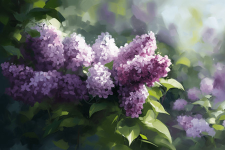 美丽水彩画紫丁香图片