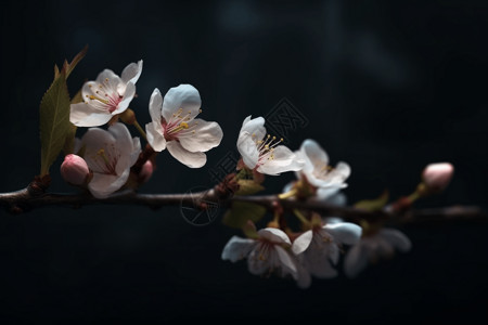 一枝樱花树枝图片