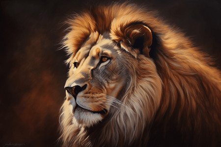 狮子肖像油画背景图片