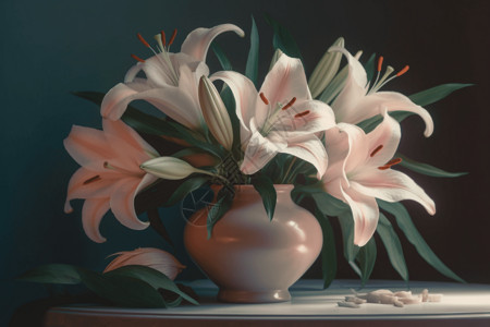花瓶里的一束百合花设计图片