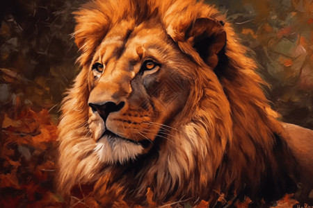 油画风格的狮子图片