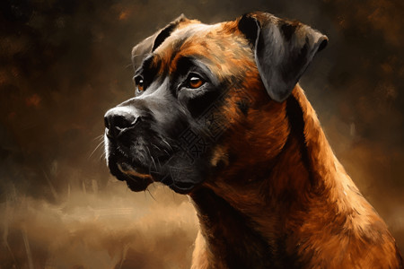 一幅油画风格的狗狗图片