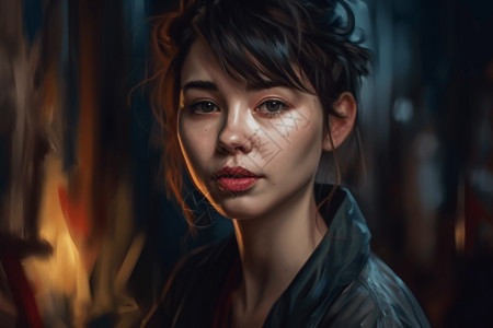 少女肖像油画风格图片