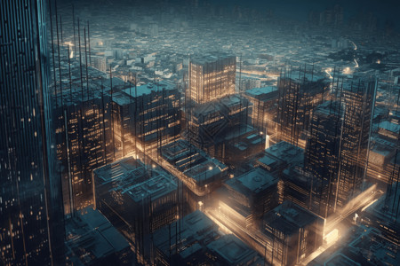 摩天大楼数字科技背景图片