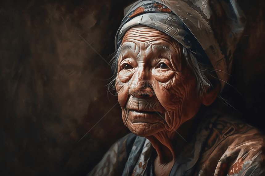 老妇人皱纹肖像图片