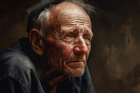 思考的老人肖像图片