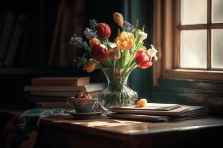 桌子上的花瓶高清图片
