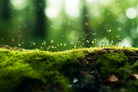 森林中苔藓树森林里的苔藓植物设计图片