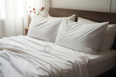 白色床单和枕头背景图片