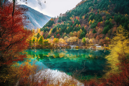 九寨沟秋天九寨沟自然保护区背景