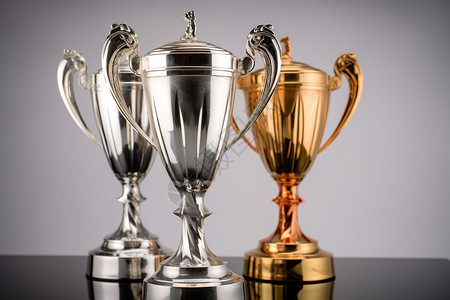 金银铜素材三座奖杯设计图片