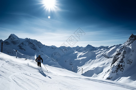 冬季雪山滑雪背景图片