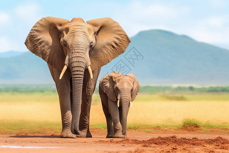 保护濒危动物非洲沙雕野生动物大象背景