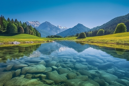 阿尔卑斯山的美丽风景高清图片