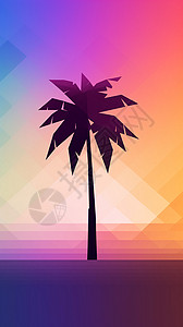 日落的棕榈树背景图片