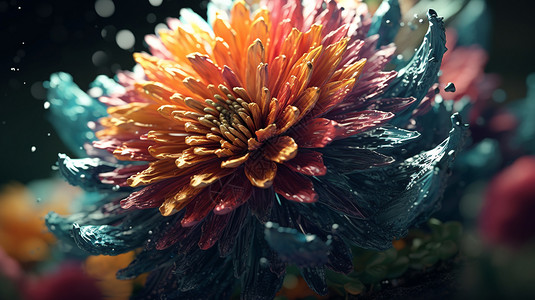 动态花瓣美丽的3D花朵生产插画