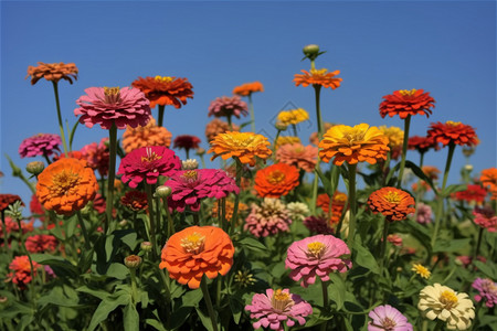 片花五颜六色的百日草背景