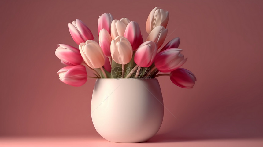 花瓶中美丽的郁金香图片