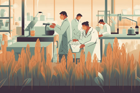 农业培育科学家做科学研究科学家开发杂交水稻新品插画