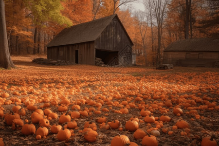 秋天的农场风景背景图片