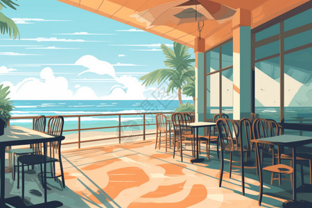海滨咖啡馆视角高清图片