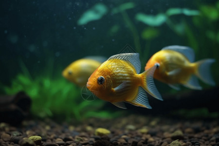 鱼缸养鱼鱼缸里面的金雨背景