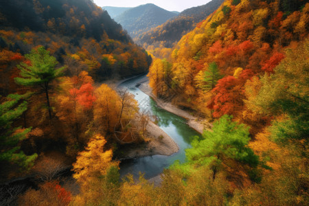 五颜六色的秋天叶子图片